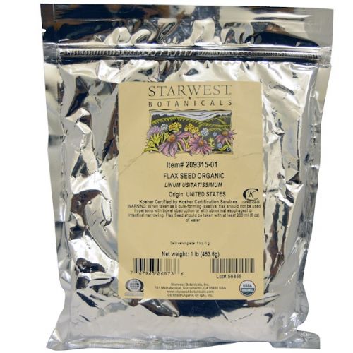 Starwest Botanicals, Цельные органические семена льна, 1 lb