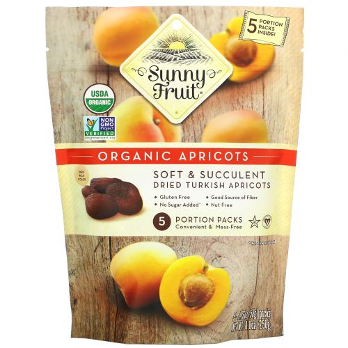 Sunny Fruit, Organic Apricots, 5 Portion Packs, 1.76 oz ( 50 g) Each