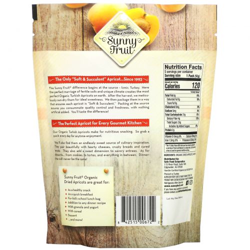 Sunny Fruit, Organic Apricots, 5 Portion Packs, 1.76 oz ( 50 g) Each