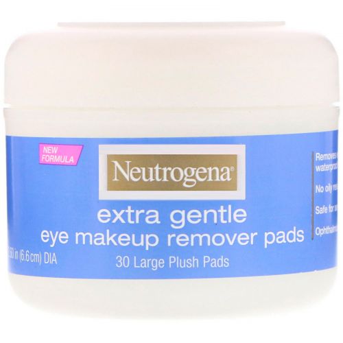 Neutrogena, Extra Gentle, подушечки для снятия макияжа с глаз, 30 больших бархатистых подушечек