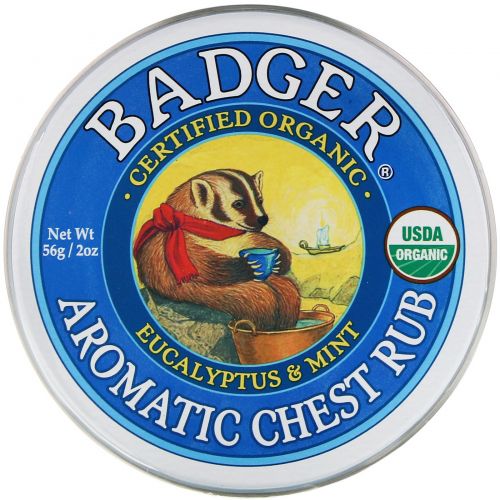 Badger Company, Ароматная Mазь для Грудной Клетки, Эвкалипт и Мята 2 унции (56 г)