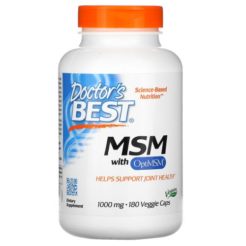 Doctor's Best, Best MSM, 1000 мг, 180 растительных капсул