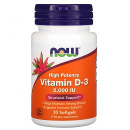 Now Foods, Vitamin D-3, High Potency, 2,000 IU, 30 Softgels