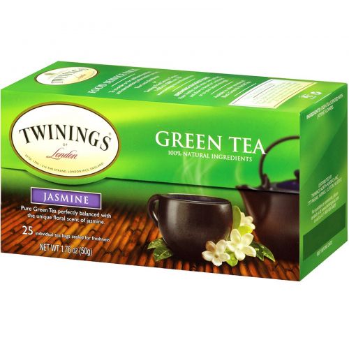 Twinings, Зеленый чай , жасмин 25 чайных пакетиков, 1.76 унции (50 г)