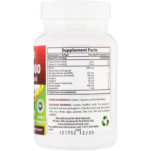 Best Naturals, Krill Oil, 1000 mg, 30 Softgels