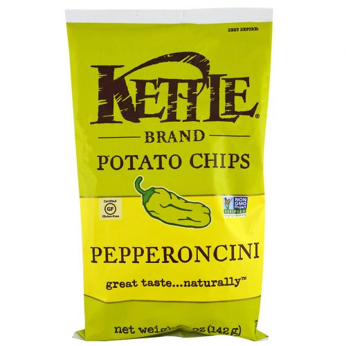 Kettle Foods, Картофельные чипсы, пепперонцини, 5 унций (142 г)