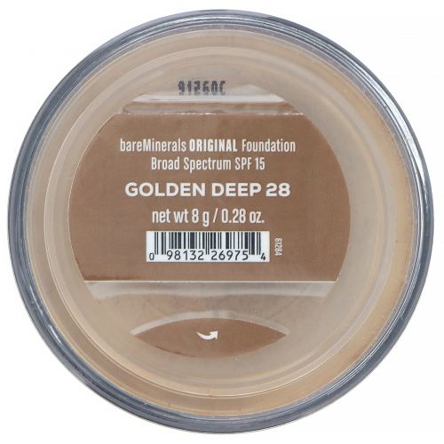 bareMinerals, Original, тональная основа, SPF 15, оттенок «Золотистый темный 28», 8 г