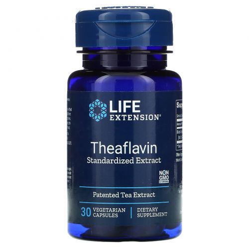 Life Extension, Стандартизированный экстракт теафлавина, 30 вегетарианских капсул