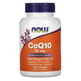Now Foods,  CoQ10 + Рыбий жир, 60 мг, 120 гелевых капсул