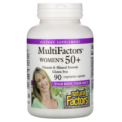 Natural Factors, MultiFactors, Женские капсулы 50 +, 90 растительных капсул