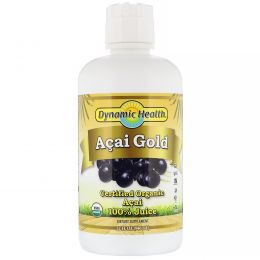 Dynamic Health  Laboratories, Acai Gold, сертифицированный органический 100% сок асаи, 946 мл (32 жидк. унции)
