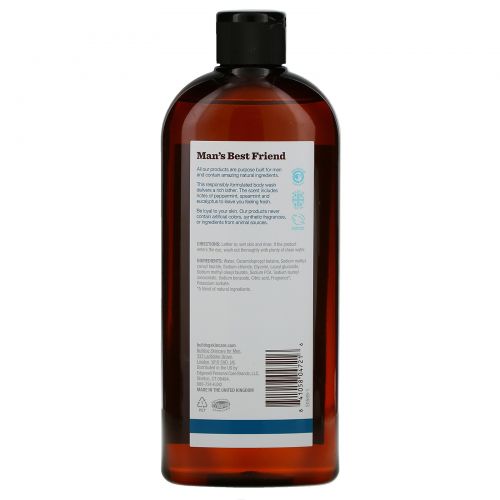 Bulldog Skincare For Men, Body Wash, Peppermint & Eucalyptus, 16.9 fl oz (500 ml)