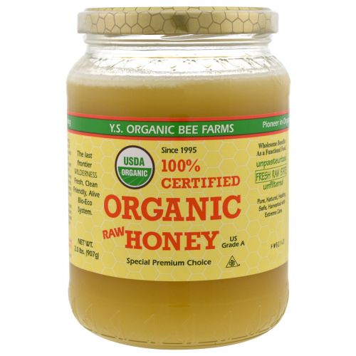 Y.S. Eco Bee Farms, 100% Органический сырой мед, 2,0 фунта (907 г)