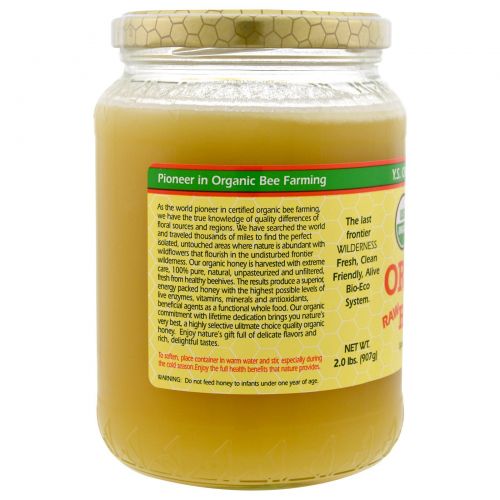 Y.S. Eco Bee Farms, 100% Органический сырой мед, 2,0 фунта (907 г)