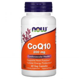 Now Foods, Коэнзим Q10, 200 мг, 60 V капсул