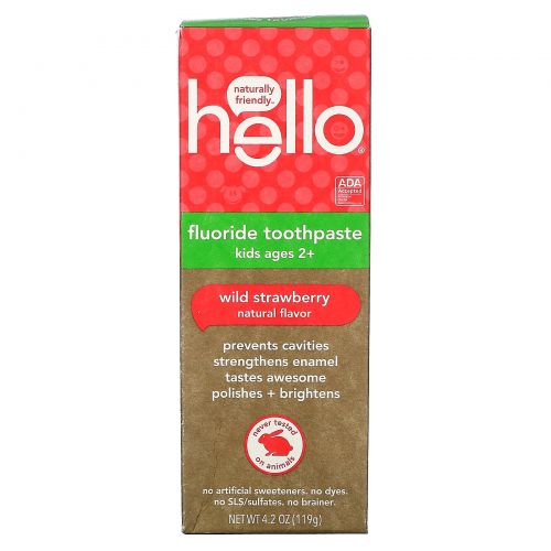 Hello, Kids, Fluoride Toothpaste, Wild Strawberry, 4.2 oz (119 g)