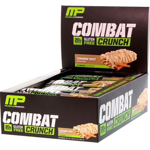 Muscle Pharm, Combat Crunch, корица, 12 батончиков, 63 г каждый