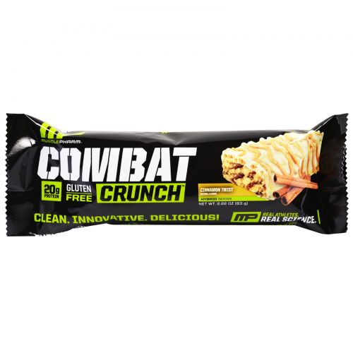 Muscle Pharm, Combat Crunch, корица, 12 батончиков, 63 г каждый