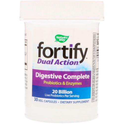 Nature's Way, Fortify, Dual Action Digestive Complete, 20 Billion, 30 Veg Capsules