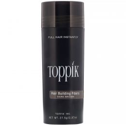 Toppik, Hair Building Fibers, загуститель для волос, оттенок темно-коричневый, 27,5 г (0,97 унции)