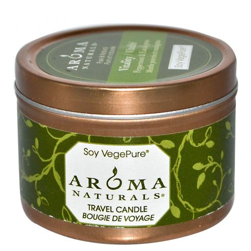 Aroma Naturals, Soy VegePure, свеча для поездок, перечная мята и эвкалипт, 2,8 унции (79,38 г)