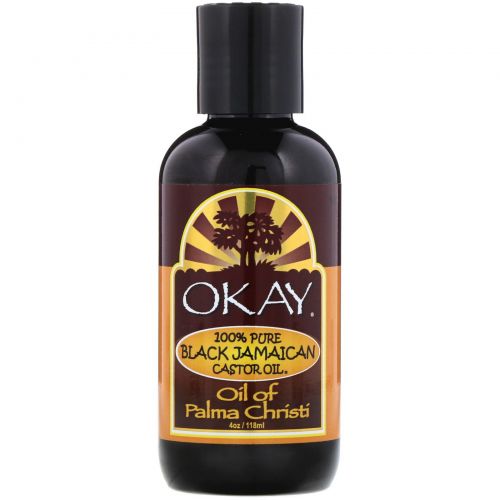 Okay, 100% Pure Black Jamaican Castor Oil, 4 oz (118 ml)