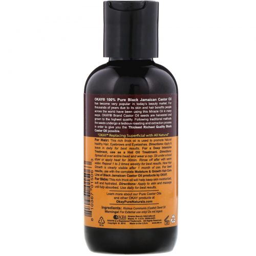 Okay, 100% Pure Black Jamaican Castor Oil, 4 oz (118 ml)