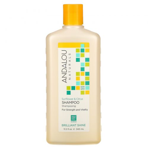 Andalou Naturals, Shampoo, For Strength and Vitality, Brilliant Shine, Sunflower & Citrus, 11.5  fl oz (340 ml)