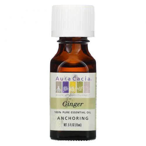 Aura Cacia, 100% Чистое Эфирное Масло Имбиря,  0.5 жидкой унции (15 мл)