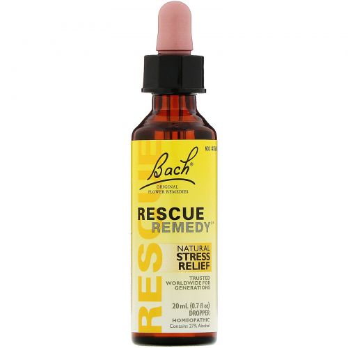 Bach, Оригинальное цветочное эфирное масло Rescue Remedy, 0,35 жидкой унции (10 мл)