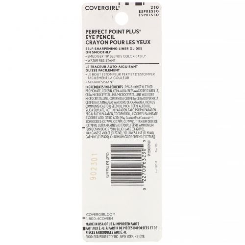 Covergirl, Perfect Point Plus, карандаш для глаз, оттенок 210 «Эспрессо», 0,23 г (0,008 унции)
