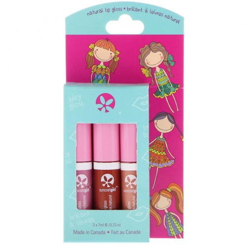 SuncoatGirl, All Natural Lip Gloss, 3 Piece Set, 0.23 oz (7 ml) Each