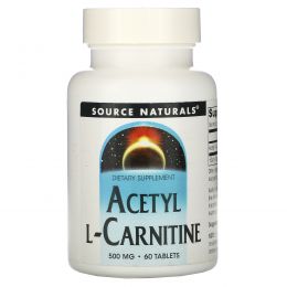 Source Naturals, Ацетил-L-карнитин, 500 мг, 60 таблеток