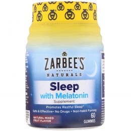 Zarbee's, Снотворное с мелатонином, натуральный фруктовый вкус, 60 жевательных таблеток
