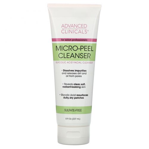 Advanced Clinicals, Micro-Peel Cleanser, Glycolic Acid Facial Cleanser, 8 fl oz (237 ml)