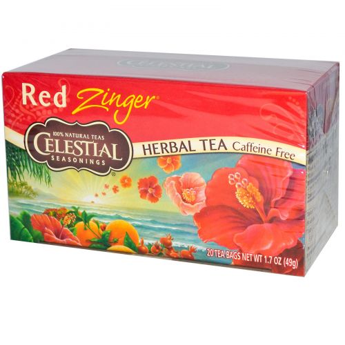 Celestial Seasonings, Травяной чай, без кофеина, Red Zinger, 20 чайных пакетиков, 1,7 унций (49 г)