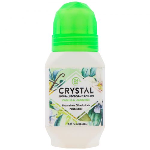 Crystal Body Deodorant, Crystal Essence, минеральный роликовый дезодоранты, ваниль-жасмин, 66 мл (2,25 жидких унций)