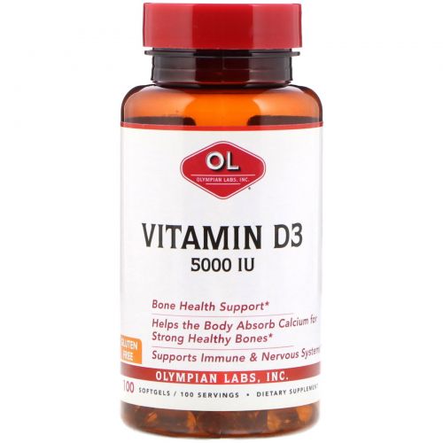 Olympian Labs Inc., Vitamin D3, 5000 IU, 100 Softgels