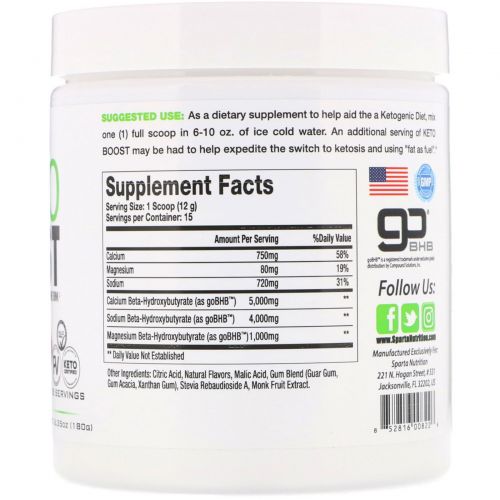 Sparta Nutrition, Keto Series, Keto Boost, Peach Mango, 6.35 oz (180 g)