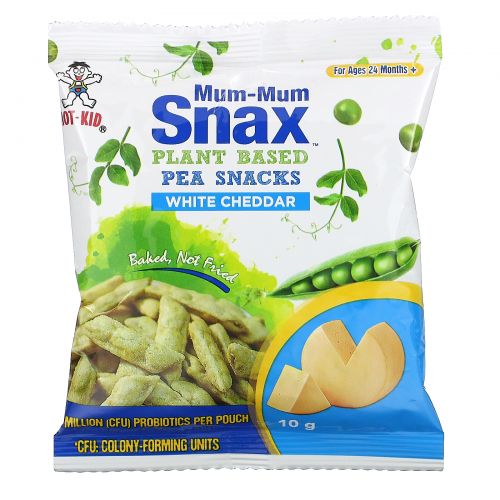 Hot Kid, Mum-Mum Snax, Baked Pea Snacks, For Ages 24 Months+, White Cheddar, 5 Pouches, 1.76 oz (50 g)