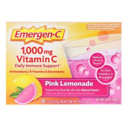 Emergen-C, Pink, 1000 мг витамина C, розовый лимонад, 30 пакетиков, по 9,9 г каждый