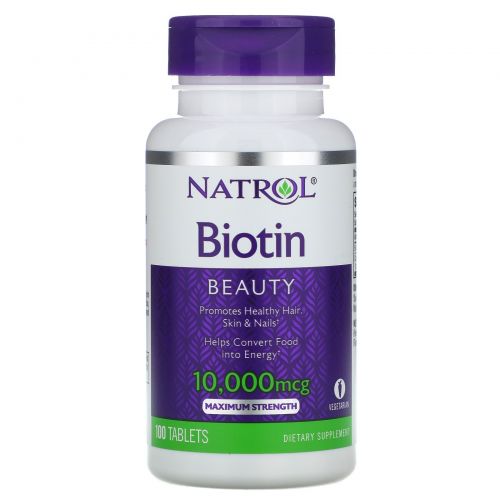Natrol, Биотин, Максимальный эффект, 10,000 мкг, 100 таблеток