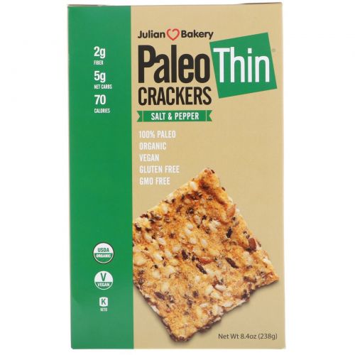 The Julian Bakery, Organic Paleo Thin Crackers, Salt & Pepper, 8.4 oz (238 g)