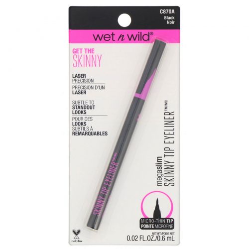 Wet n Wild, Подводка для глаз MegaSlim Skinny Tip, черная, 0,6 мл