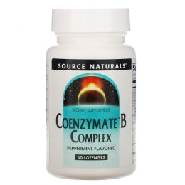 Source Naturals, Коферментный комплекс витаминов B, аромат перечной мяты, подъязычный, 60 таблеток