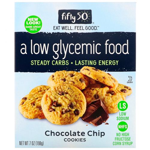 Fifty 50, Low Glycemic Chocolate Chip Cookies, 7 oz (198 g)