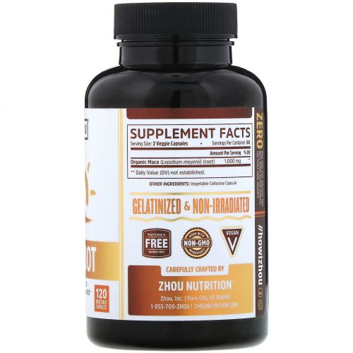 Zhou Nutrition, Organic Maca Root, 120 Vegetable Capsules