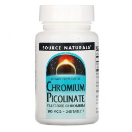 Source Naturals, Пиколинат хрома, 200 мкг, 240 таблеток