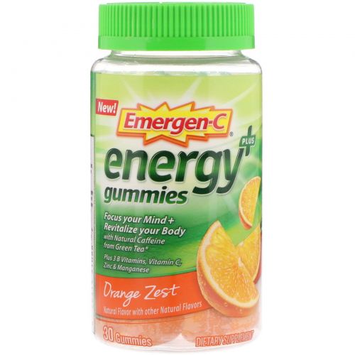 Emergen-C, Energy Plus Gummies, Orange Zest, 30 Gummies