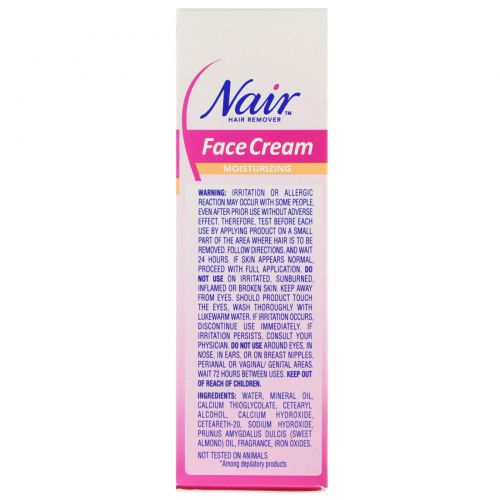 Nair , Hair Remover, Moisturizing Face Cream, 2 oz (57 g)